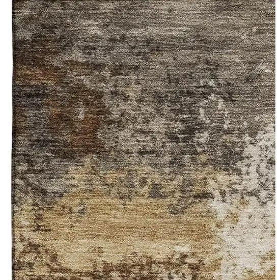 Brown And Beige Abstract Washable Area Rug With UV Protection Photo 4