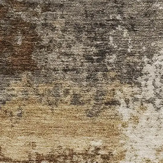 Brown And Beige Abstract Washable Area Rug With UV Protection Photo 3