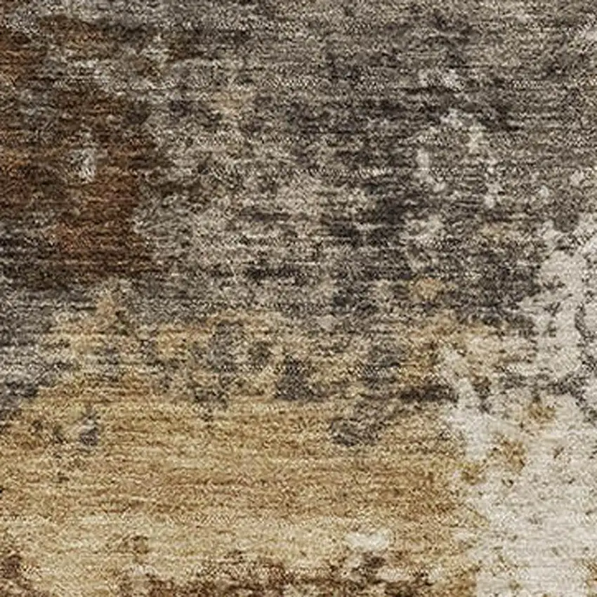 Brown And Beige Abstract Washable Area Rug With UV Protection Photo 3