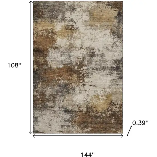 Brown And Beige Abstract Washable Area Rug With UV Protection Photo 9