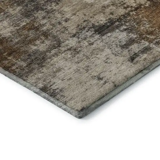Brown And Beige Abstract Washable Area Rug With UV Protection Photo 7