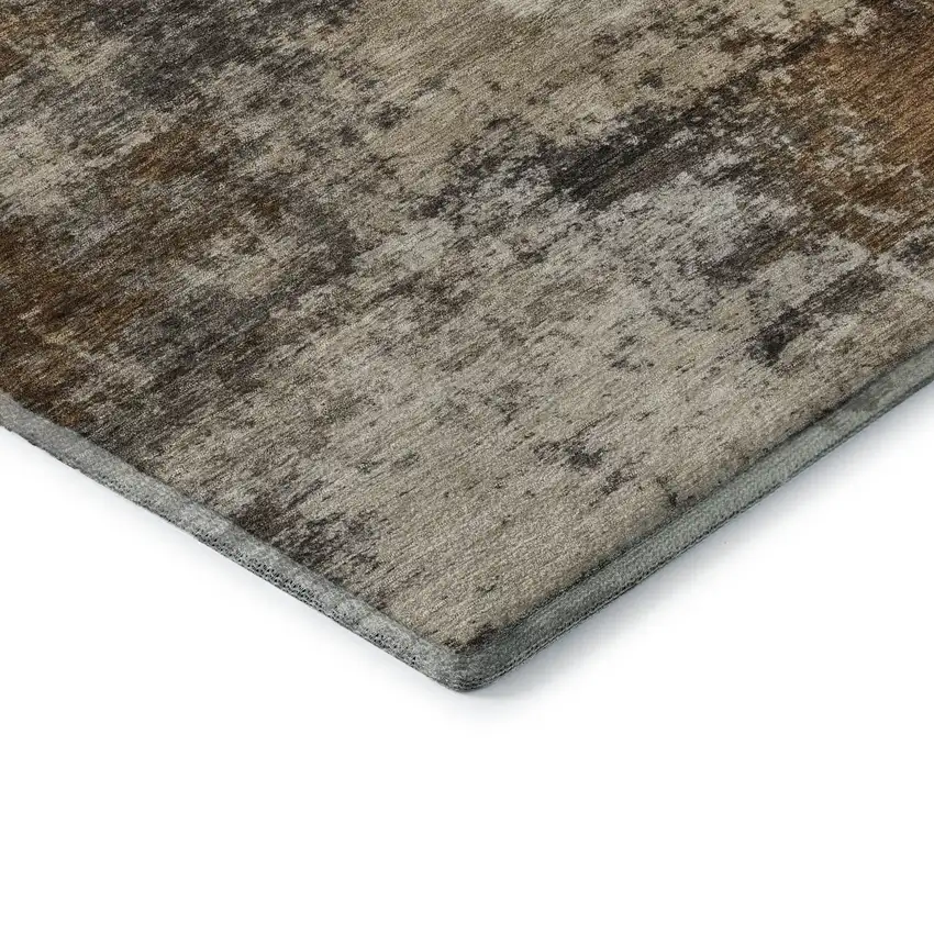 Brown And Beige Abstract Washable Area Rug With UV Protection Photo 7