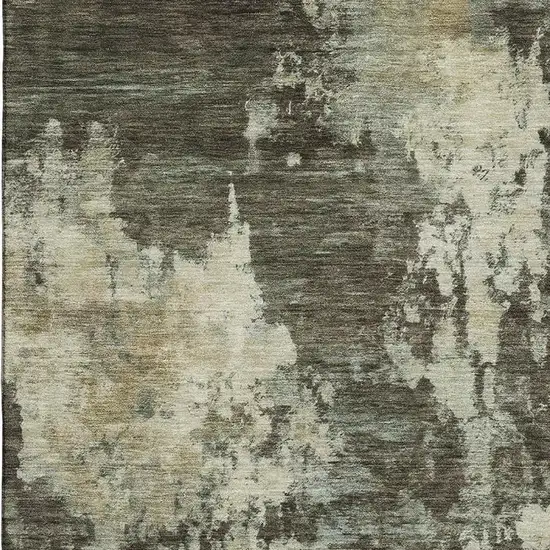 Brown And Beige Abstract Washable Area Rug With UV Protection Photo 3