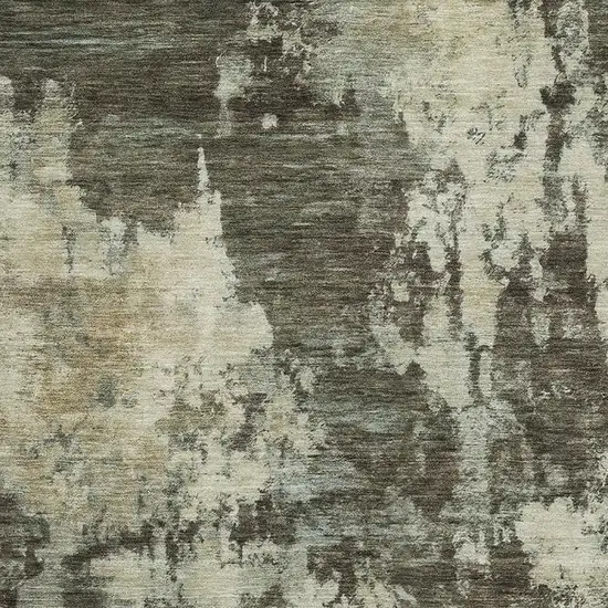 Brown And Beige Abstract Washable Area Rug With UV Protection Photo 3
