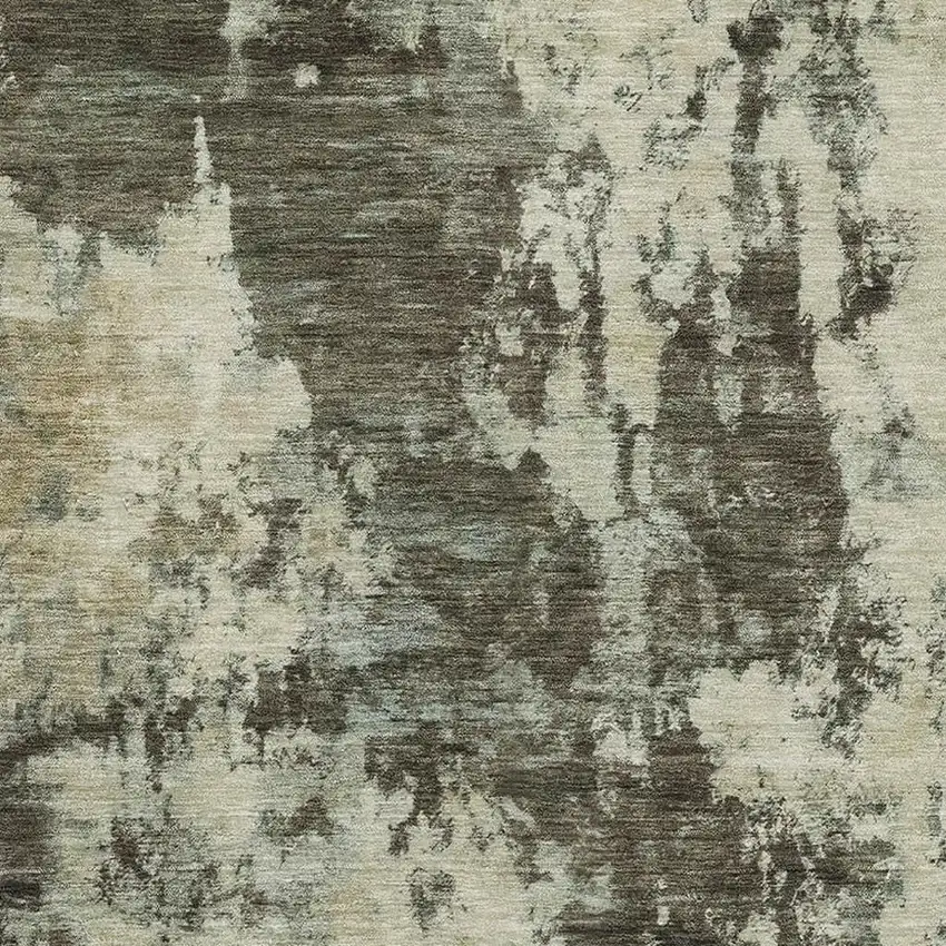Brown And Beige Abstract Washable Area Rug With UV Protection Photo 3