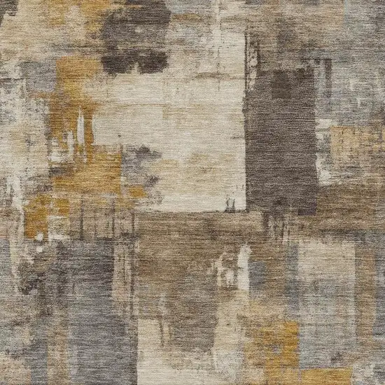 Brown And Beige Abstract Washable Area Rug With UV Protection Photo 3