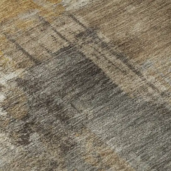 Brown And Beige Abstract Washable Area Rug With UV Protection Photo 8