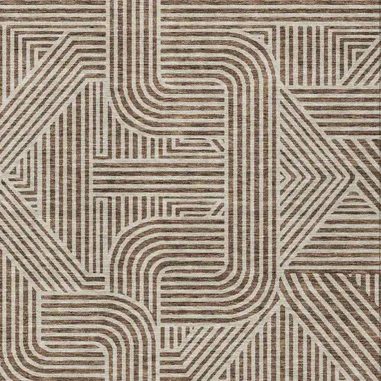 Brown And Beige Abstract Washable Indoor Outdoor Area Rug Photo 6