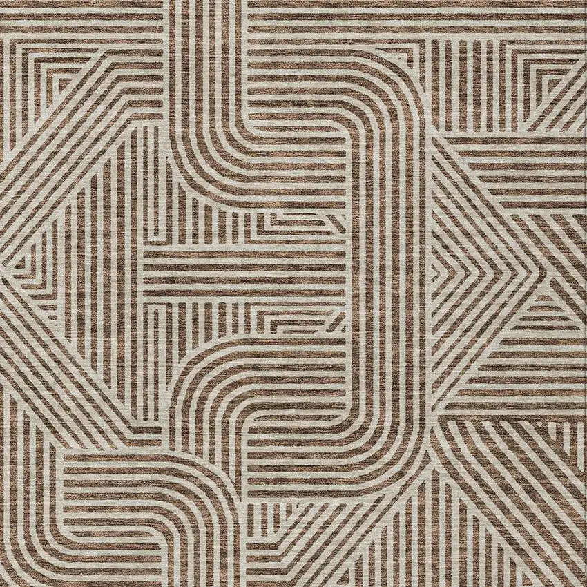 Brown And Beige Abstract Washable Indoor Outdoor Area Rug Photo 6