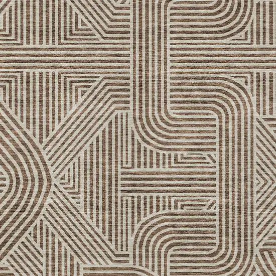 Brown And Beige Abstract Washable Indoor Outdoor Area Rug Photo 6