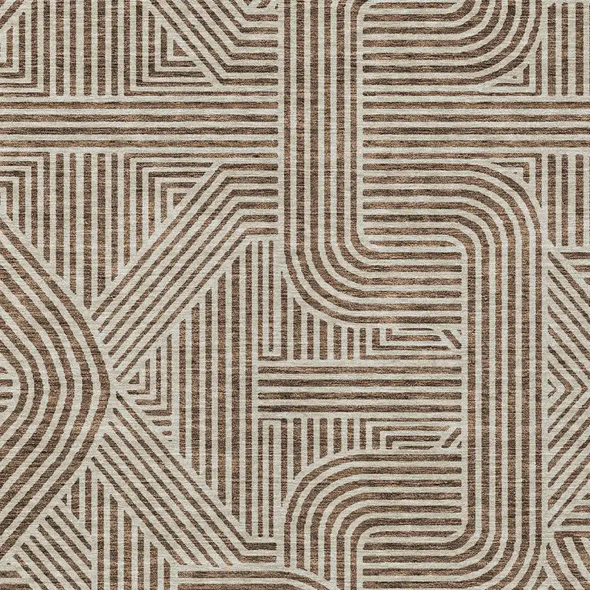 Brown And Beige Abstract Washable Indoor Outdoor Area Rug Photo 6