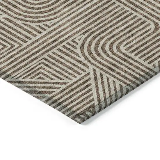 Brown And Beige Abstract Washable Indoor Outdoor Area Rug Photo 5