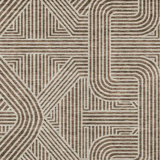 Brown And Beige Abstract Washable Indoor Outdoor Area Rug Photo 6
