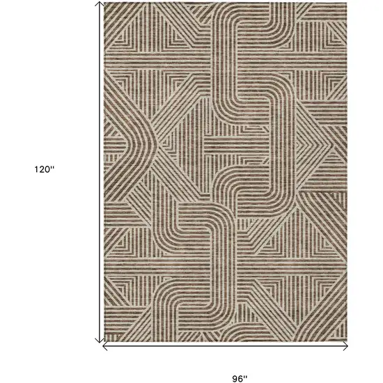 Brown And Beige Abstract Washable Indoor Outdoor Area Rug Photo 3
