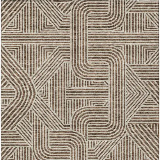 Brown And Beige Abstract Washable Indoor Outdoor Area Rug Photo 7