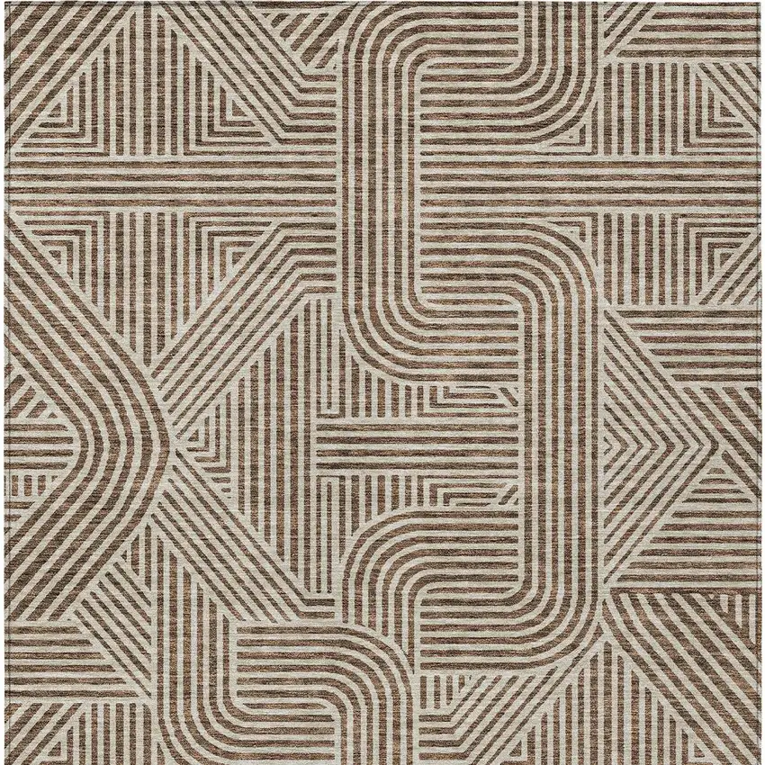 Brown And Beige Abstract Washable Indoor Outdoor Area Rug Photo 7