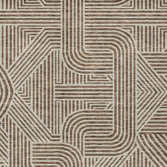 Brown And Beige Abstract Washable Indoor Outdoor Area Rug Photo 6