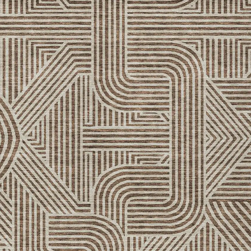 Brown And Beige Abstract Washable Indoor Outdoor Area Rug Photo 6