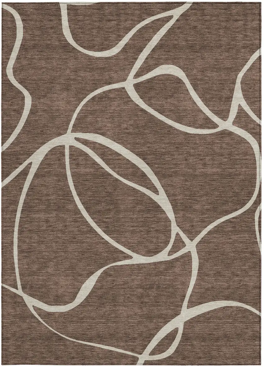 Brown And Beige Abstract Washable Indoor Outdoor Area Rug Photo 7