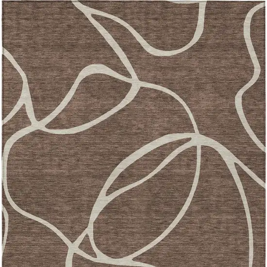 Brown And Beige Abstract Washable Indoor Outdoor Area Rug Photo 6
