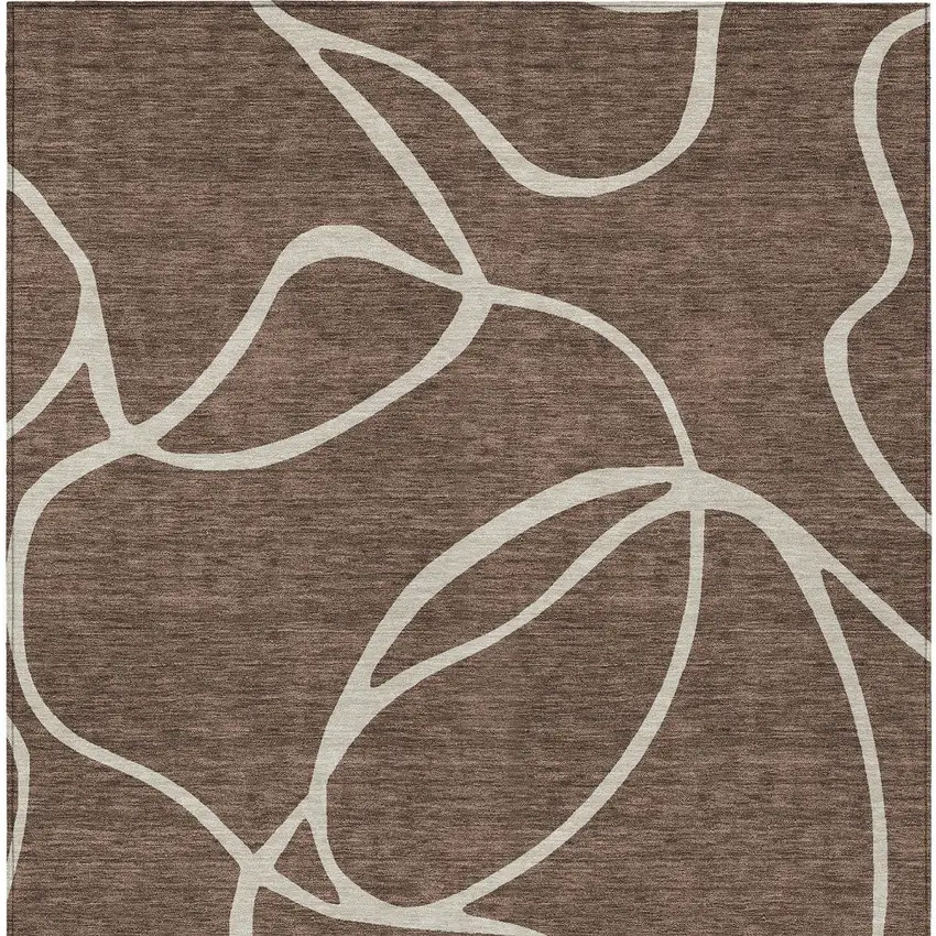 Brown And Beige Abstract Washable Indoor Outdoor Area Rug Photo 6