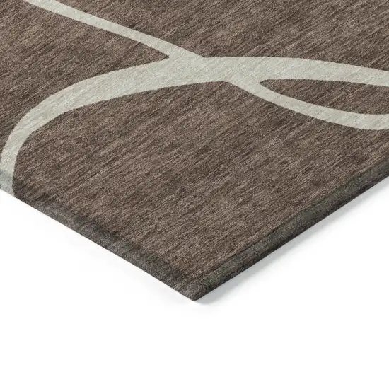 Brown And Beige Abstract Washable Indoor Outdoor Area Rug Photo 4