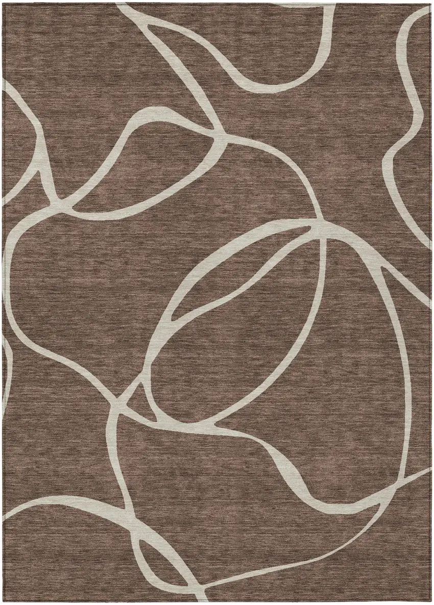Brown And Beige Abstract Washable Indoor Outdoor Area Rug Photo 2