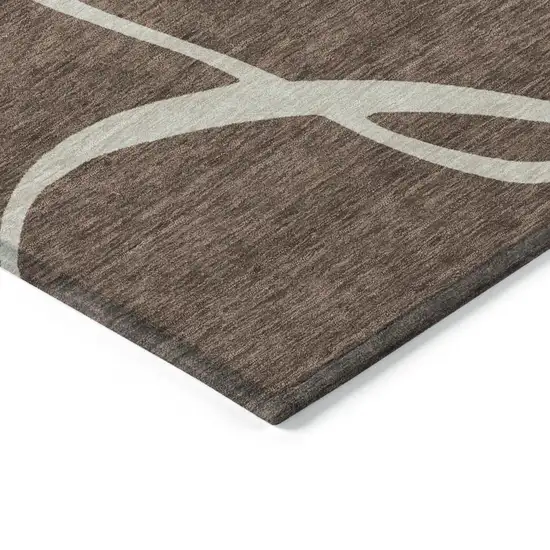 Brown And Beige Abstract Washable Indoor Outdoor Area Rug Photo 3