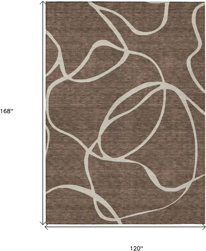 Brown And Beige Abstract Washable Indoor Outdoor Area Rug Photo 7