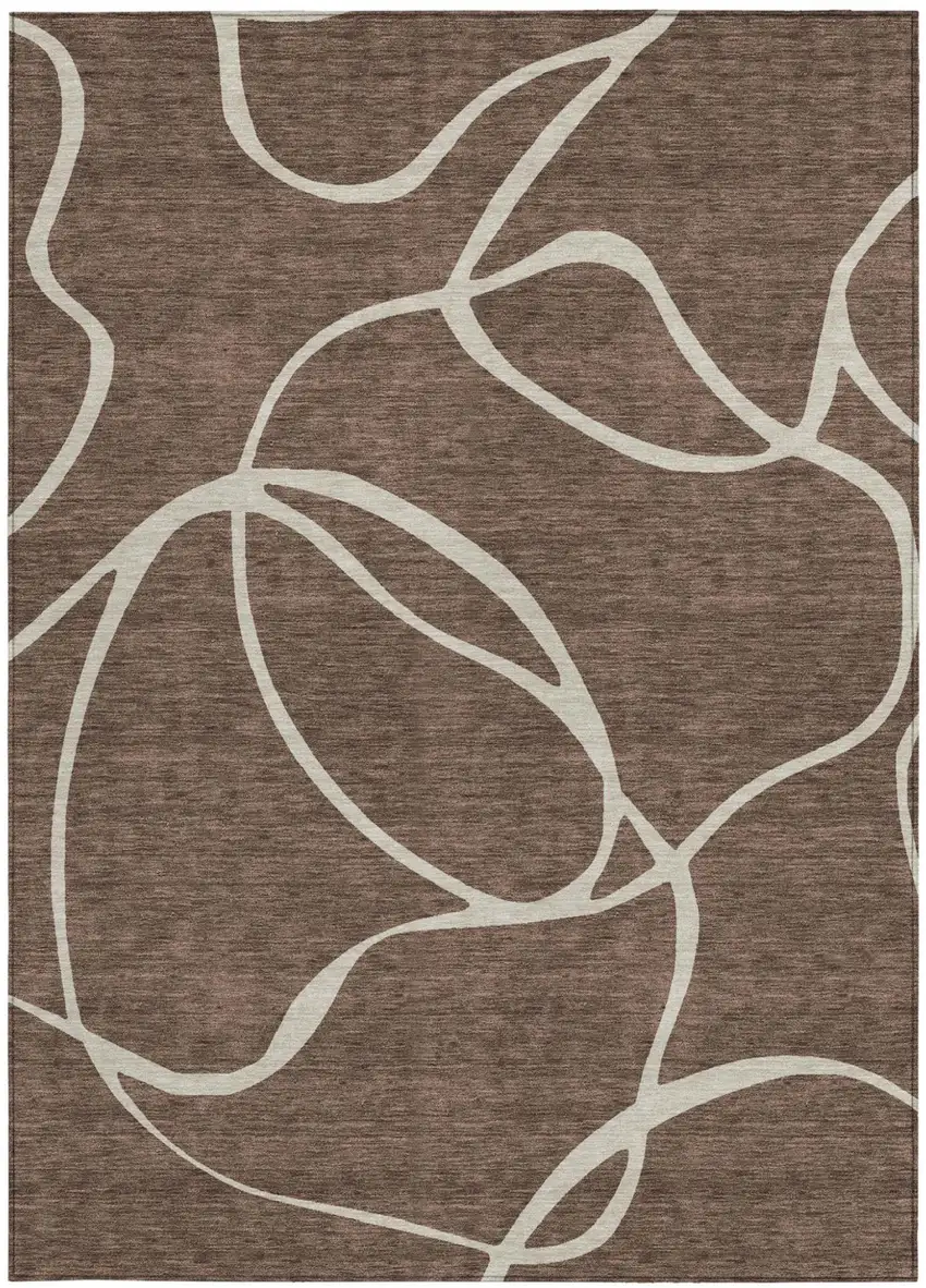 Brown And Beige Abstract Washable Indoor Outdoor Area Rug Photo 6