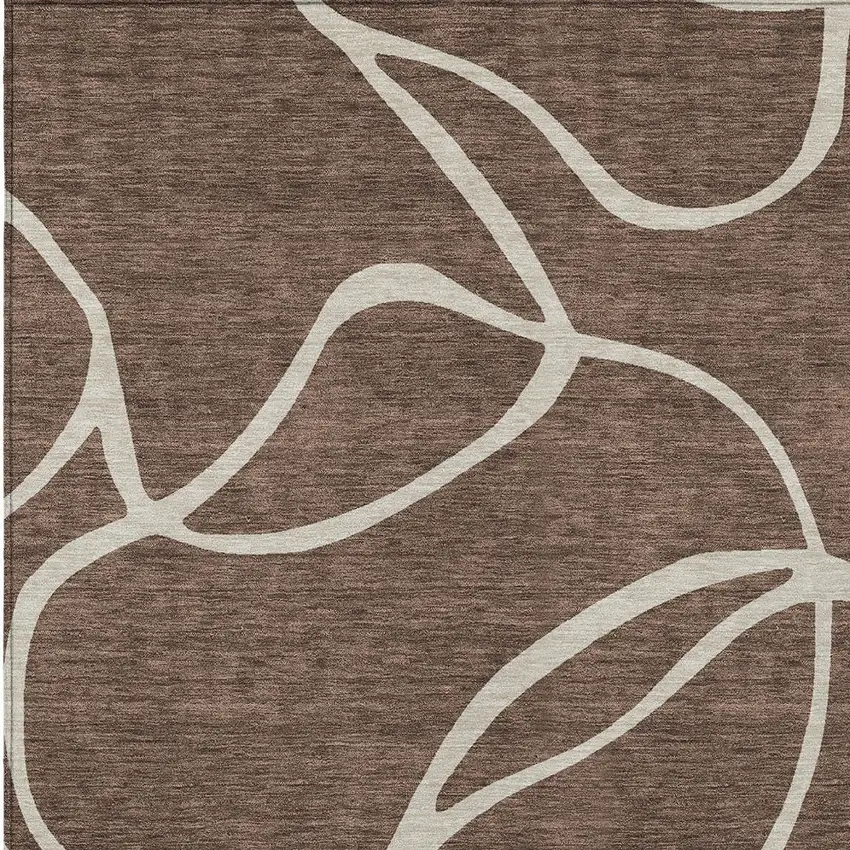 Brown And Beige Abstract Washable Indoor Outdoor Area Rug Photo 5