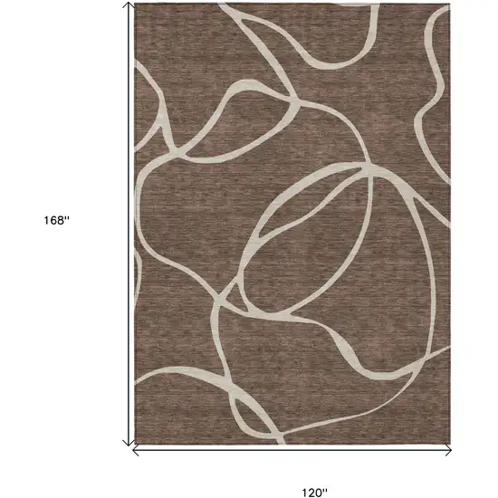 Brown And Beige Abstract Washable Indoor Outdoor Area Rug Photo 3
