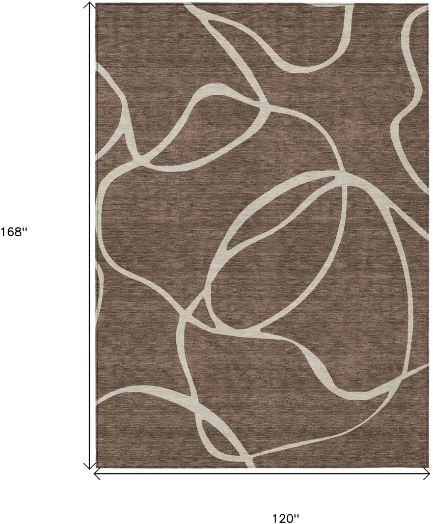 Brown And Beige Abstract Washable Indoor Outdoor Area Rug Photo 3
