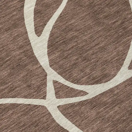 Brown And Beige Abstract Washable Indoor Outdoor Area Rug Photo 4