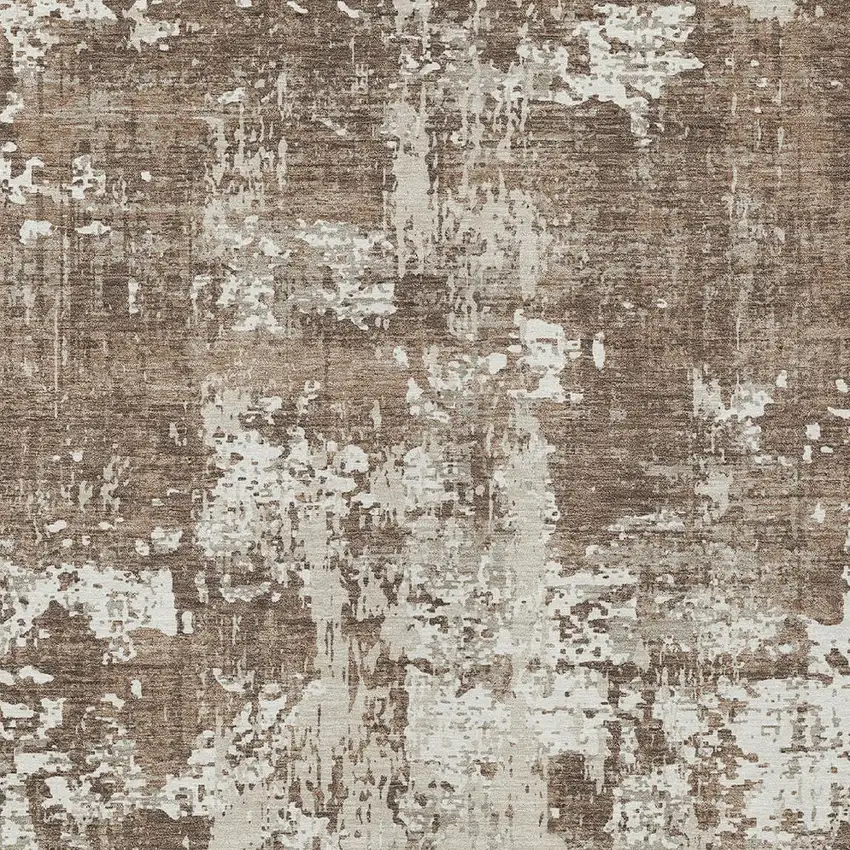 Brown And Beige Abstract Washable Indoor Outdoor Area Rug Photo 5