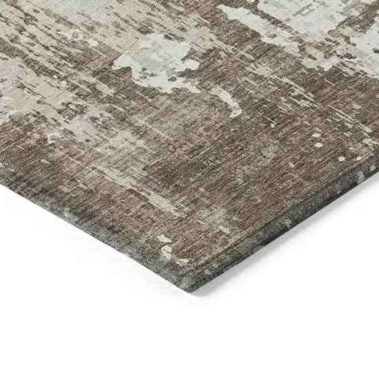 Brown And Beige Abstract Washable Indoor Outdoor Area Rug Photo 4