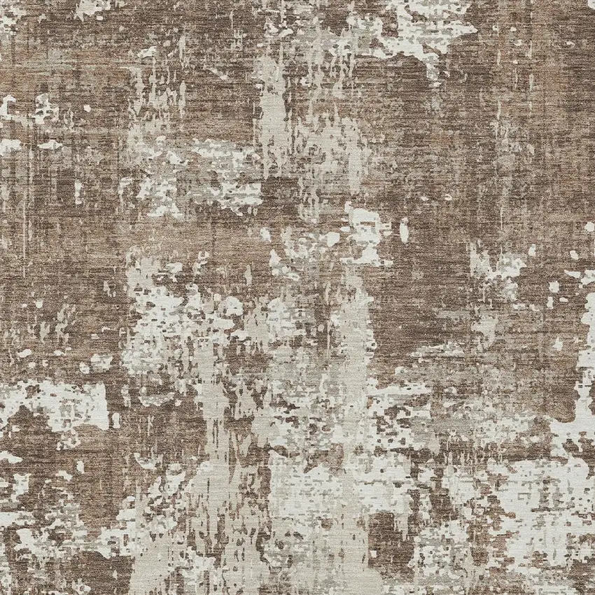 Brown And Beige Abstract Washable Indoor Outdoor Area Rug Photo 5