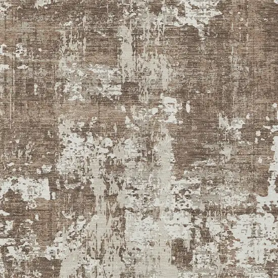 Brown And Beige Abstract Washable Indoor Outdoor Area Rug Photo 5