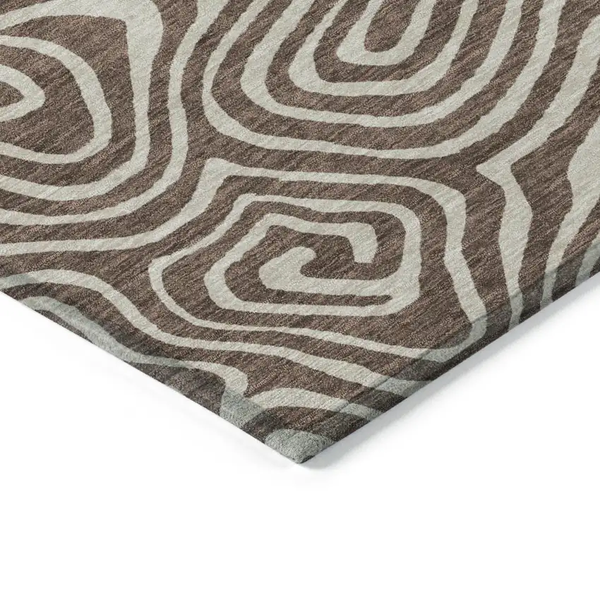Brown And Beige Abstract Washable Indoor Outdoor Area Rug Photo 4
