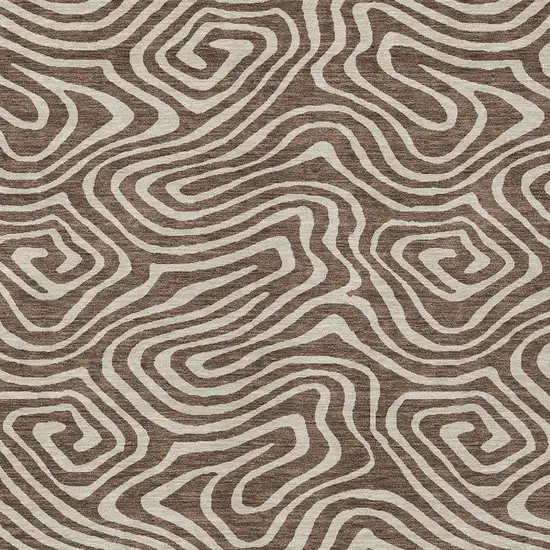 Brown And Beige Abstract Washable Indoor Outdoor Area Rug Photo 5