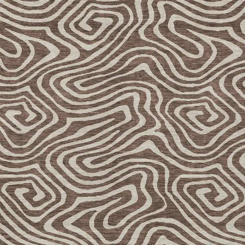 Brown And Beige Abstract Washable Indoor Outdoor Area Rug Photo 5