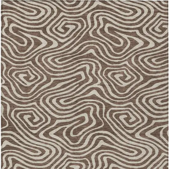 Brown And Beige Abstract Washable Indoor Outdoor Area Rug Photo 6