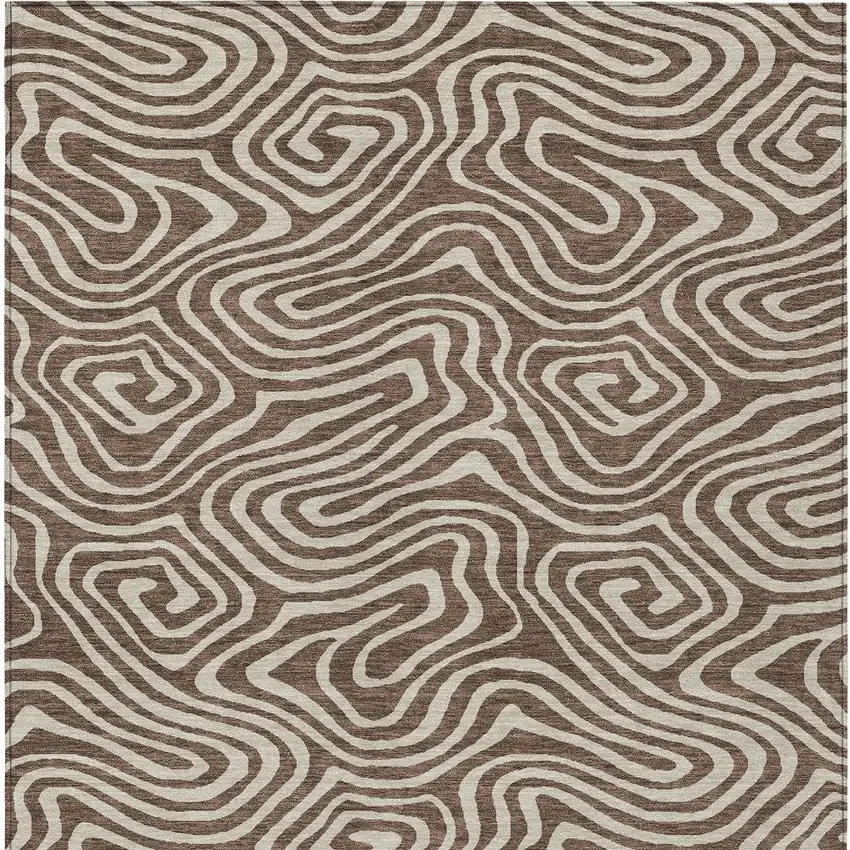 Brown And Beige Abstract Washable Indoor Outdoor Area Rug Photo 6