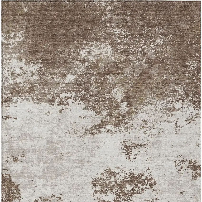 Brown And Beige Abstract Washable Indoor Outdoor Area Rug Photo 7