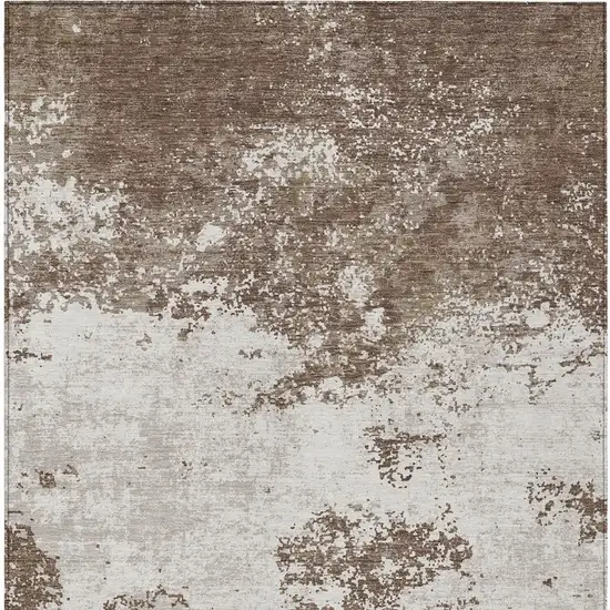 Brown And Beige Abstract Washable Indoor Outdoor Area Rug Photo 7