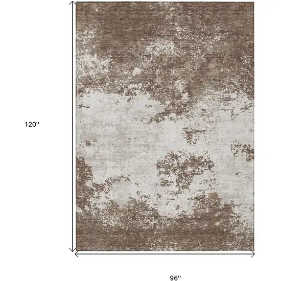 Brown And Beige Abstract Washable Indoor Outdoor Area Rug Photo 3