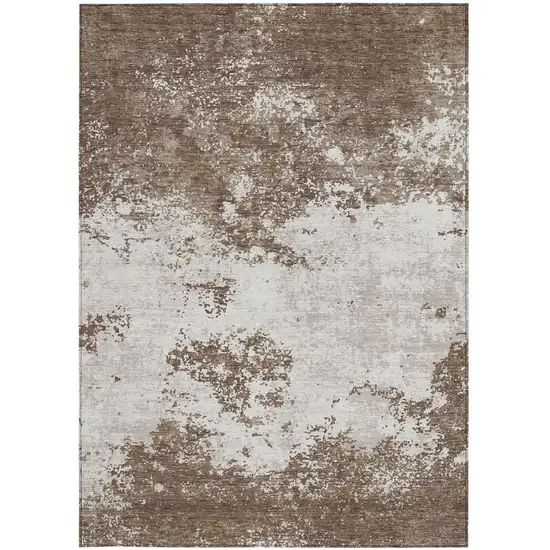 Brown And Beige Abstract Washable Indoor Outdoor Area Rug Photo 6