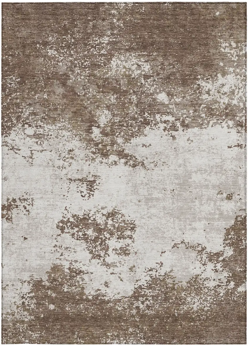 Brown And Beige Abstract Washable Indoor Outdoor Area Rug Photo 6