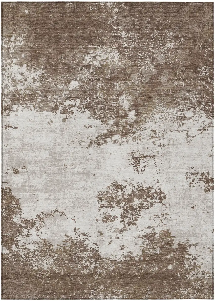 Brown And Beige Abstract Washable Indoor Outdoor Area Rug Photo 2