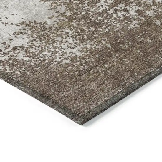 Brown And Beige Abstract Washable Indoor Outdoor Area Rug Photo 5